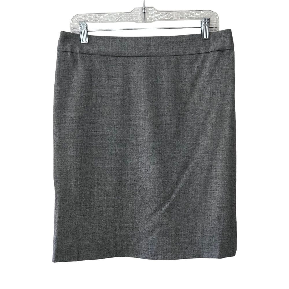J. Crew Wool Blend Gray Pencil Skirt Back Slit Size 8